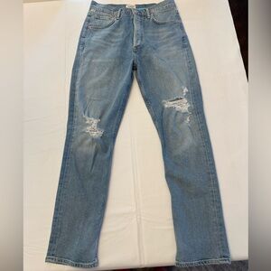 Citizens of Humanity Charlotte High Rise Straight Leg Jeans Blue 27 Distressed